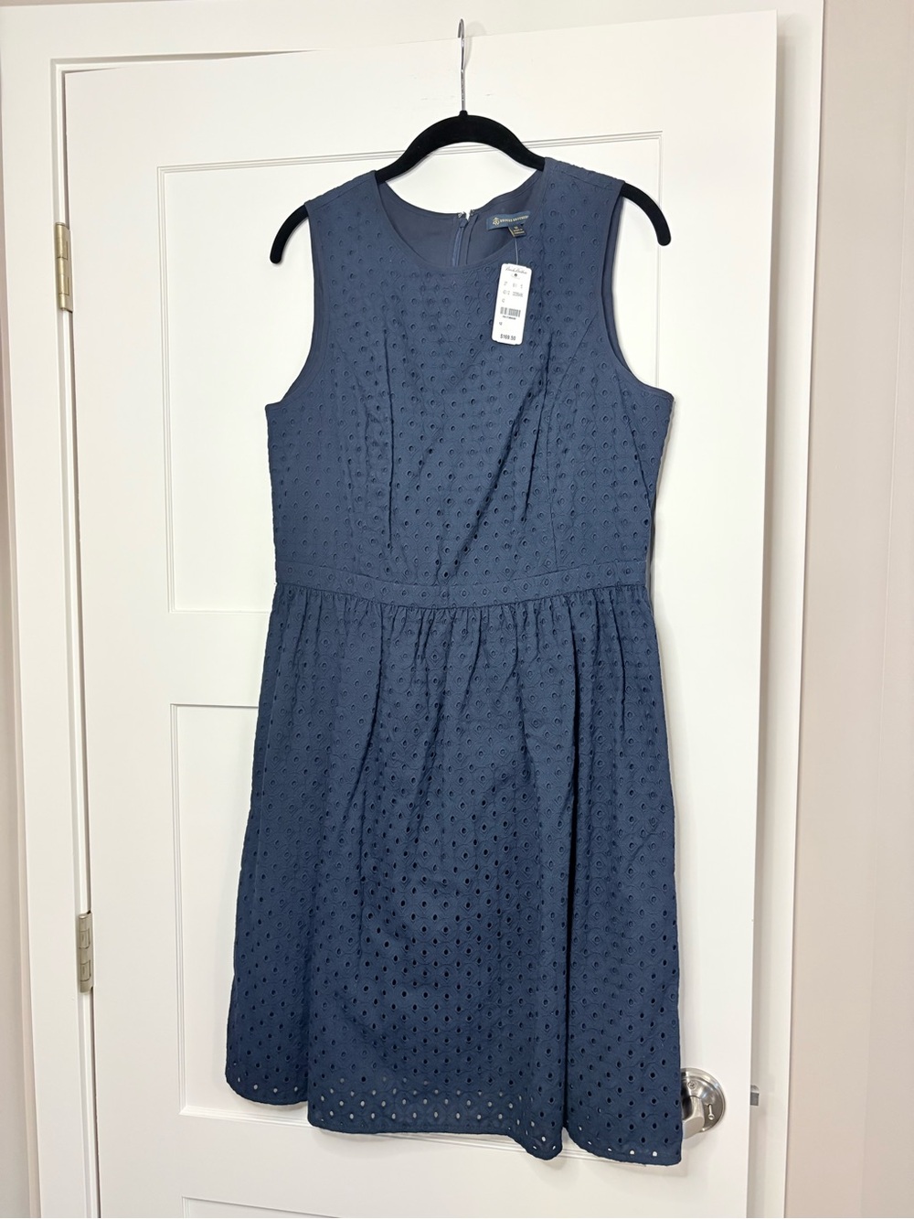 NWT Brooks Brothers Navy Eyelet Dress Size 12 - Preppy Coastal Timeless Style - Picture 2 of 11